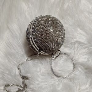 Silver Crystal Clutch Bag